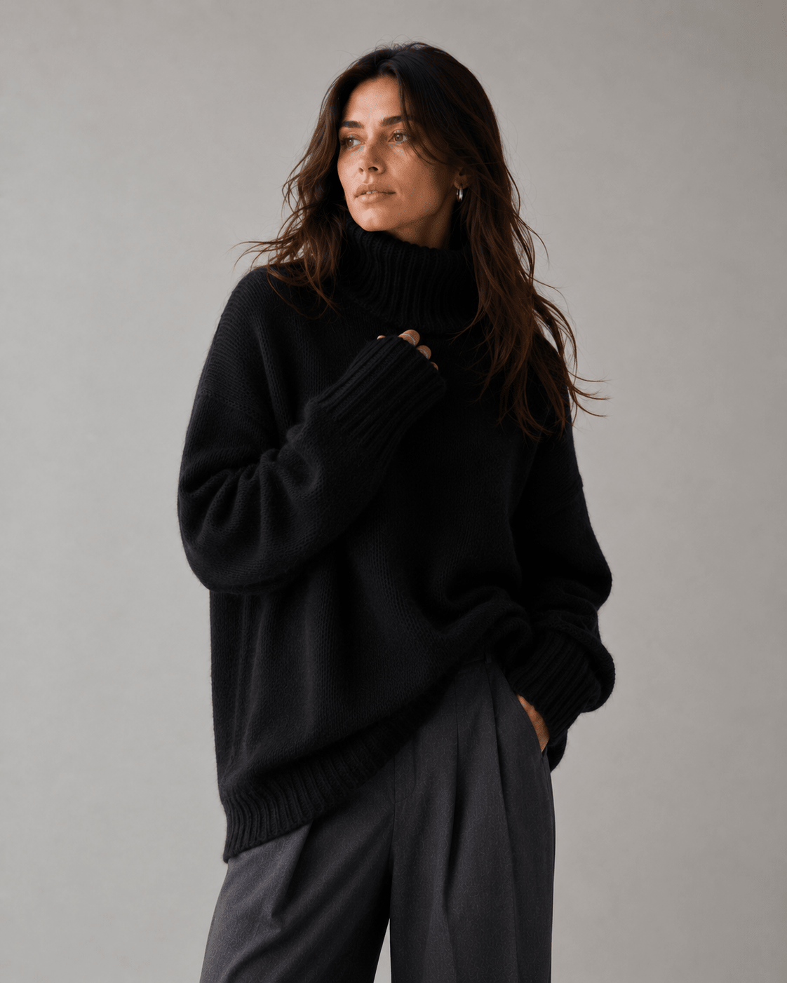 Womens Cardigan Oversized Turtleneck 100% Cashmere Knit Jumper – Nova