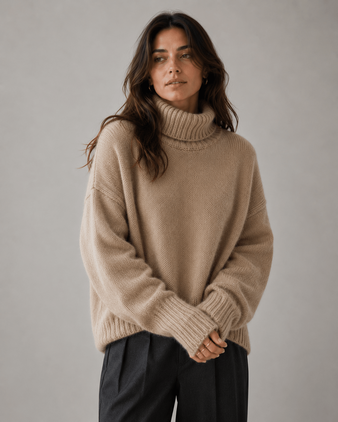 Womens Cardigan Oversized Turtleneck 100% Cashmere Knit Jumper – Nova