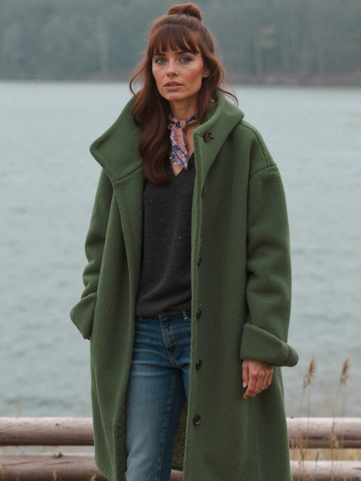 Womens Coat Thick Hooded Winter Warm in Green – Pia