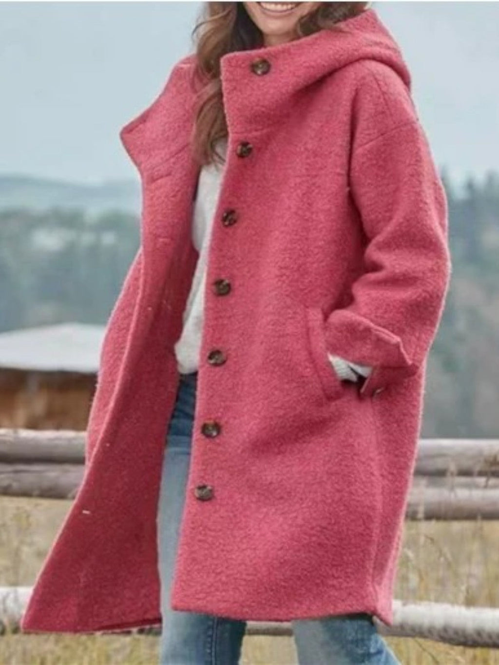 Womens Coat Thick Hooded Winter Warm in Green – Pia