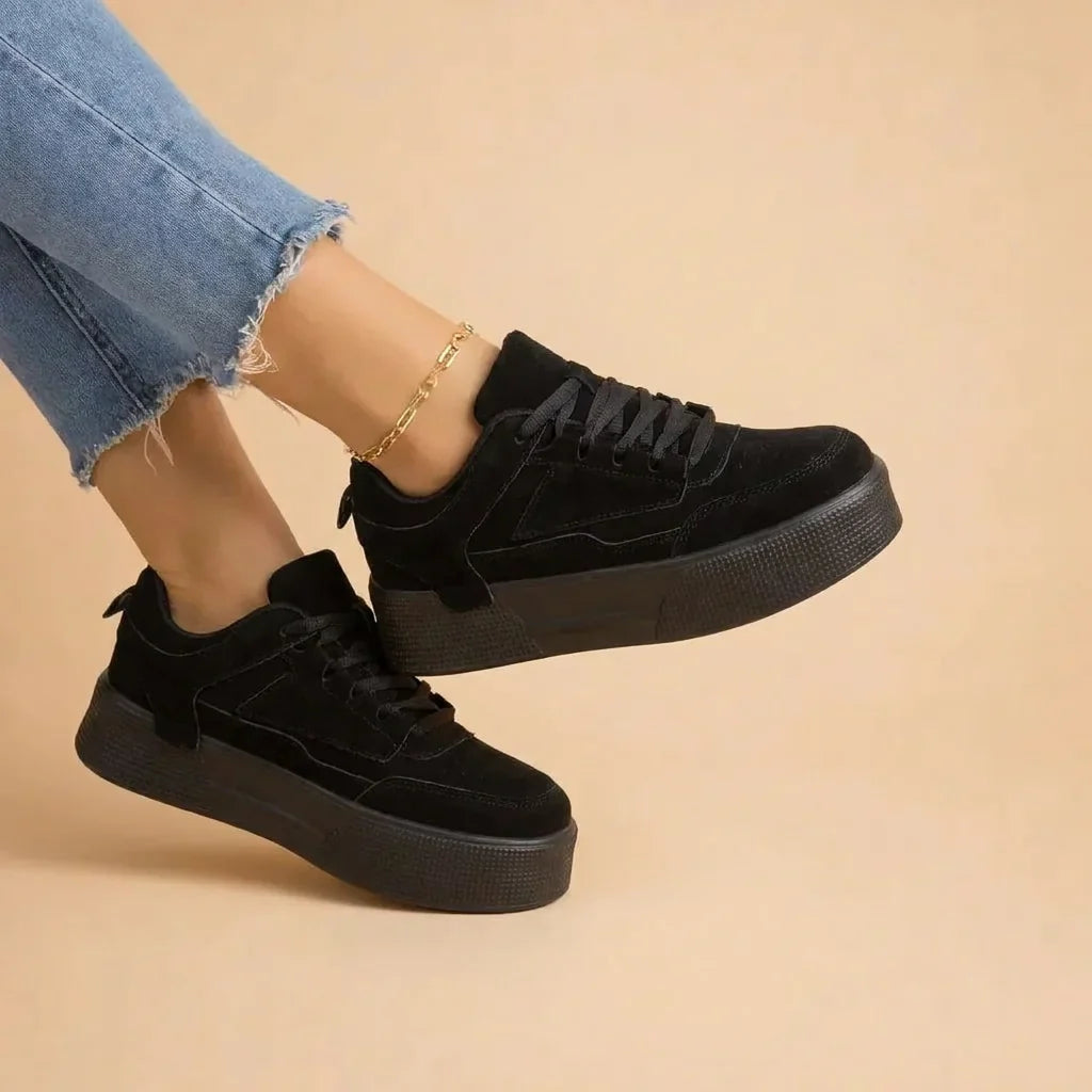 Women's Platform Sneakers — Faith Suede Lace-Up Low-Top