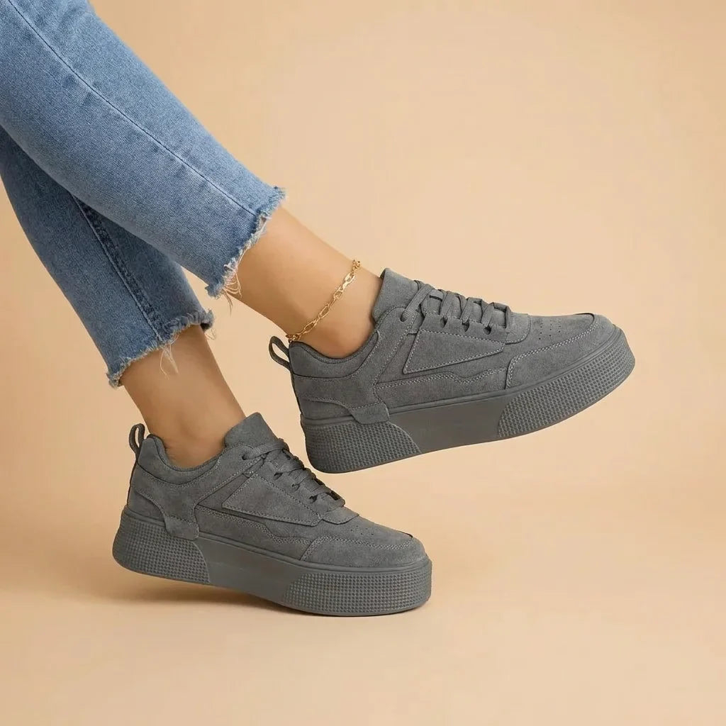 Women's Platform Sneakers — Faith Suede Lace-Up Low-Top