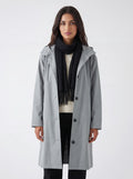 Womens Coat Trench Waterproof Rain Hooded Classic in Grey – Petra