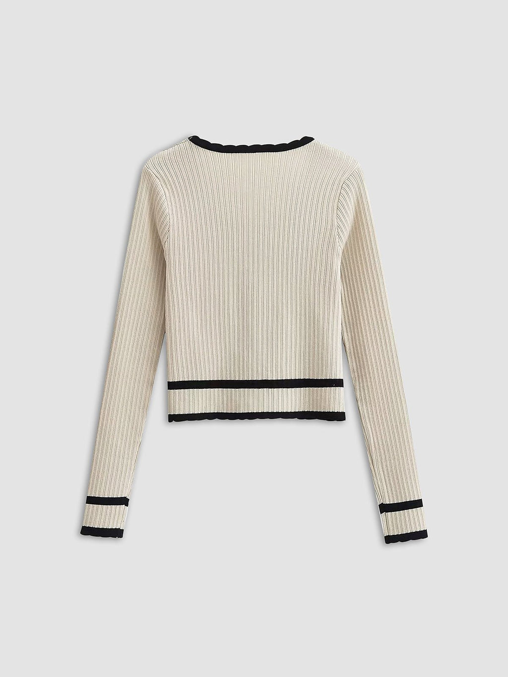 Womens Cardigan Slim Fit Vintage Knit with Contrast Detailing – Suki
