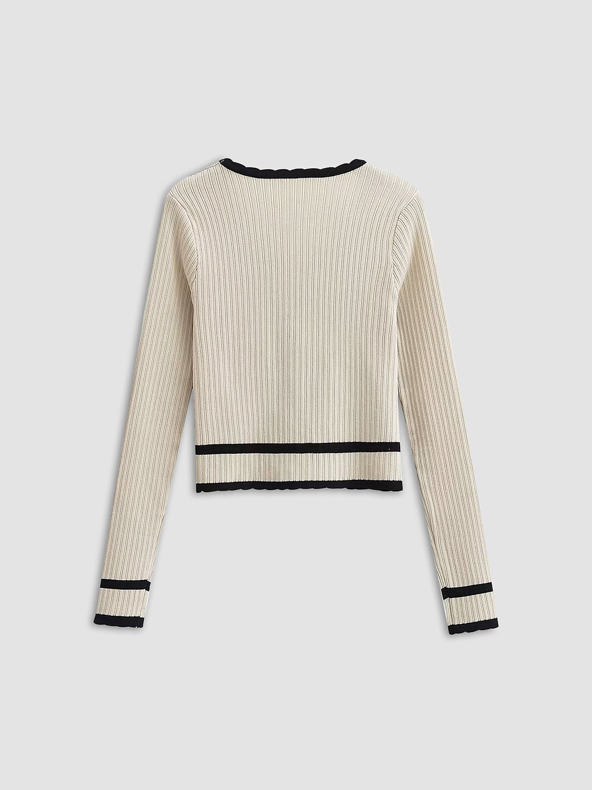 Womens Cardigan Slim Fit Vintage Knit with Contrast Detailing – Suki