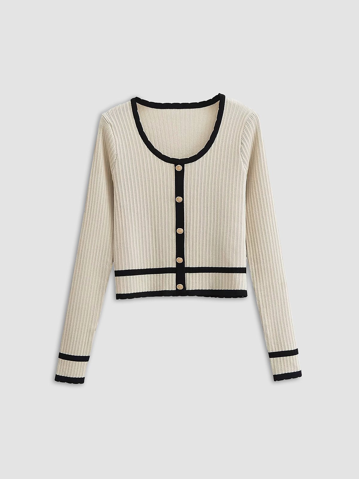 Womens Cardigan Slim Fit Vintage Knit with Contrast Detailing – Suki