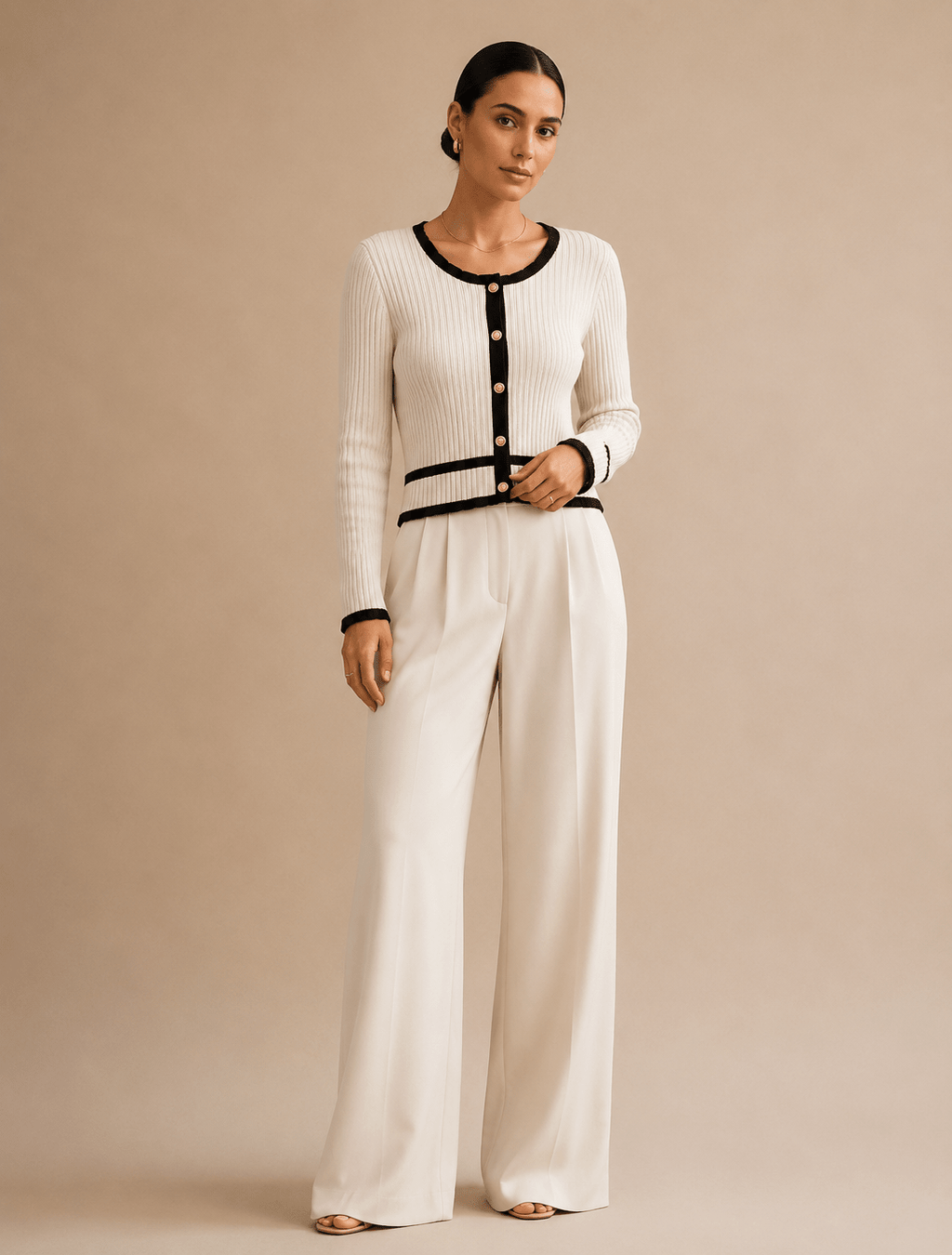 Womens Cardigan Slim Fit Vintage Knit with Contrast Detailing – Suki