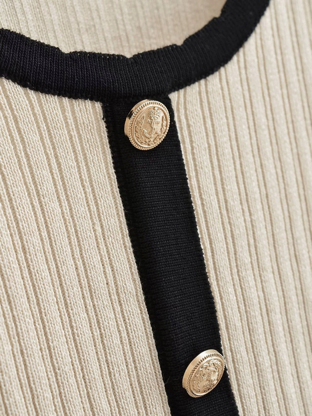 Womens Cardigan Slim Fit Vintage Knit with Contrast Detailing – Suki