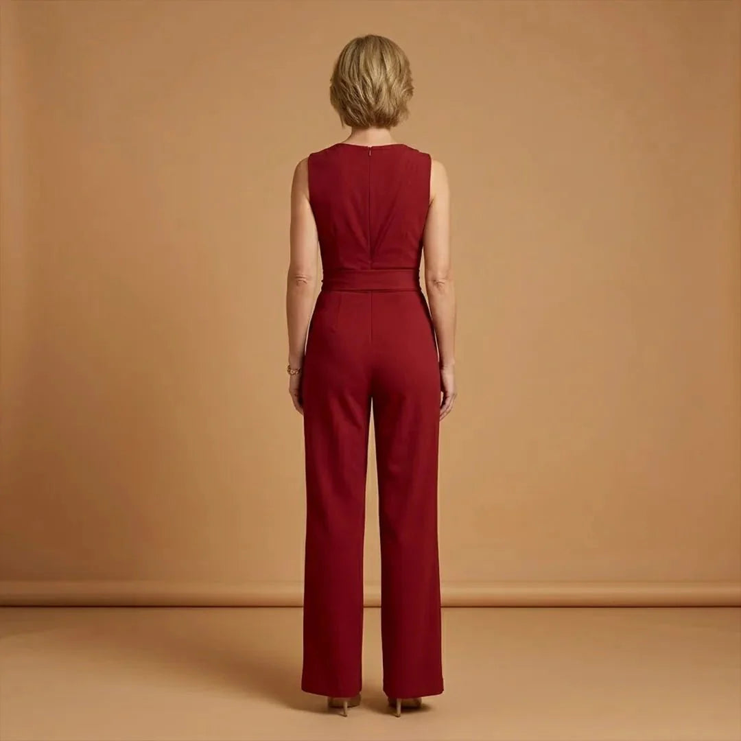 Wide Leg Women Jumpsuit One Shoulder Asymmetric Tie Waist – Qeva