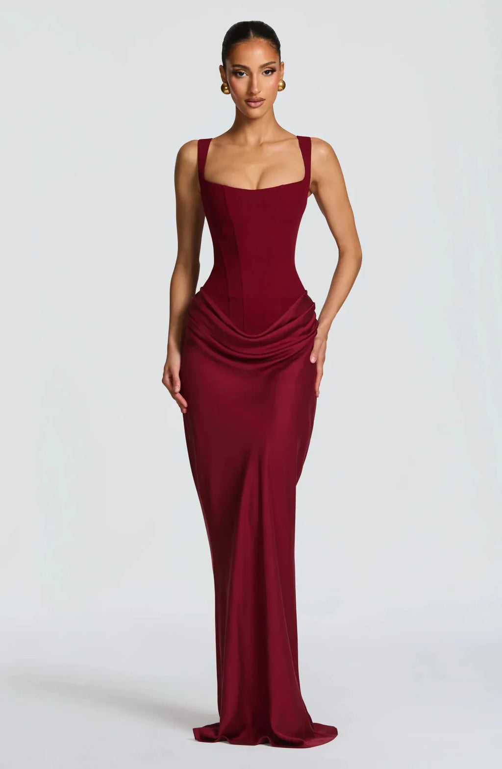 Winter Dresses Lace-Up Back Maxi Square Neckline Adjustable Straps – Jiva