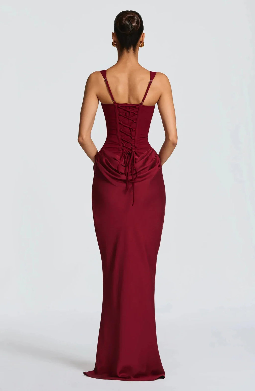Winter Dresses Lace-Up Back Maxi Square Neckline Adjustable Straps – Jiva