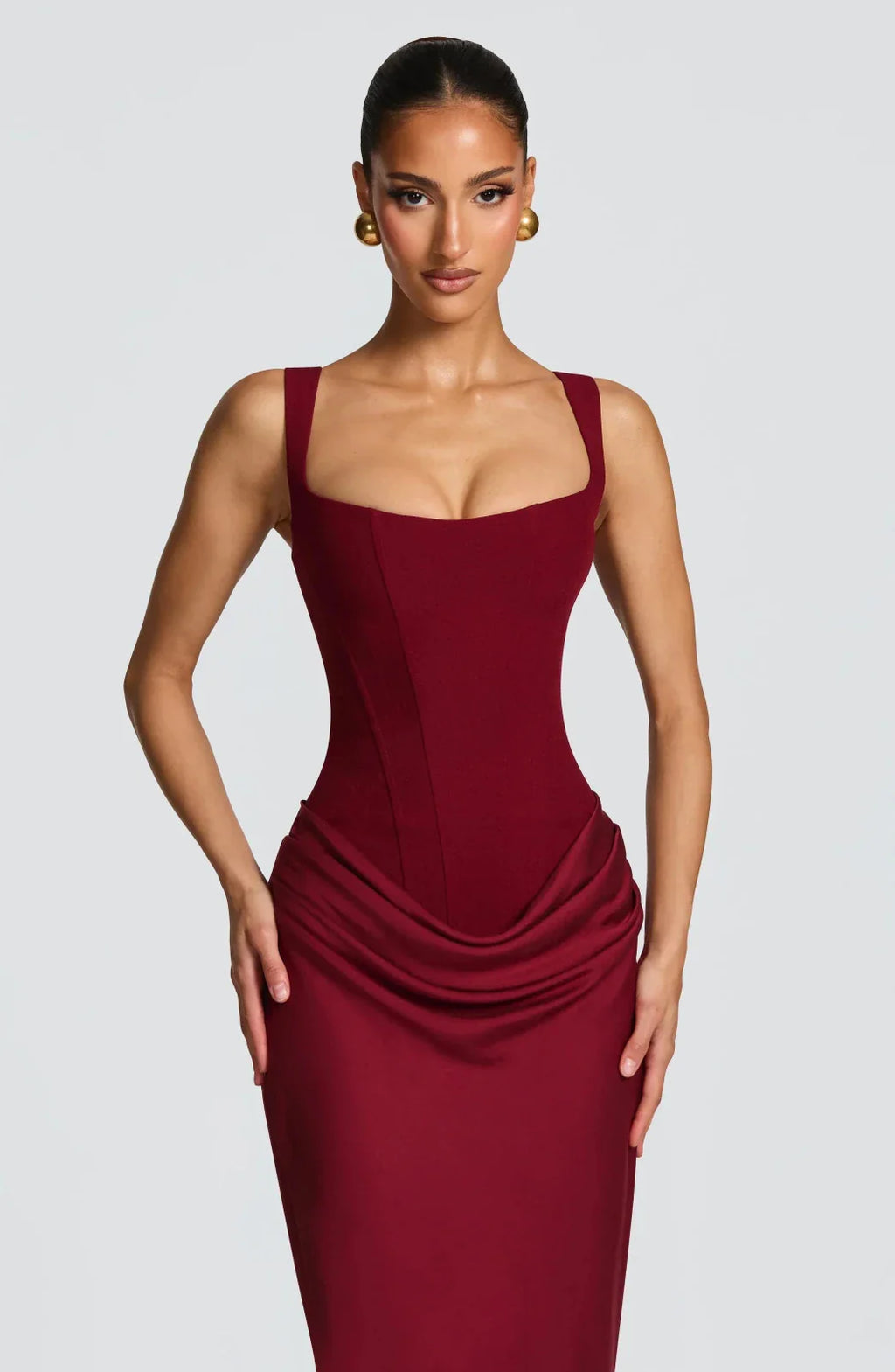 Winter Dresses Lace-Up Back Maxi Square Neckline Adjustable Straps – Jiva