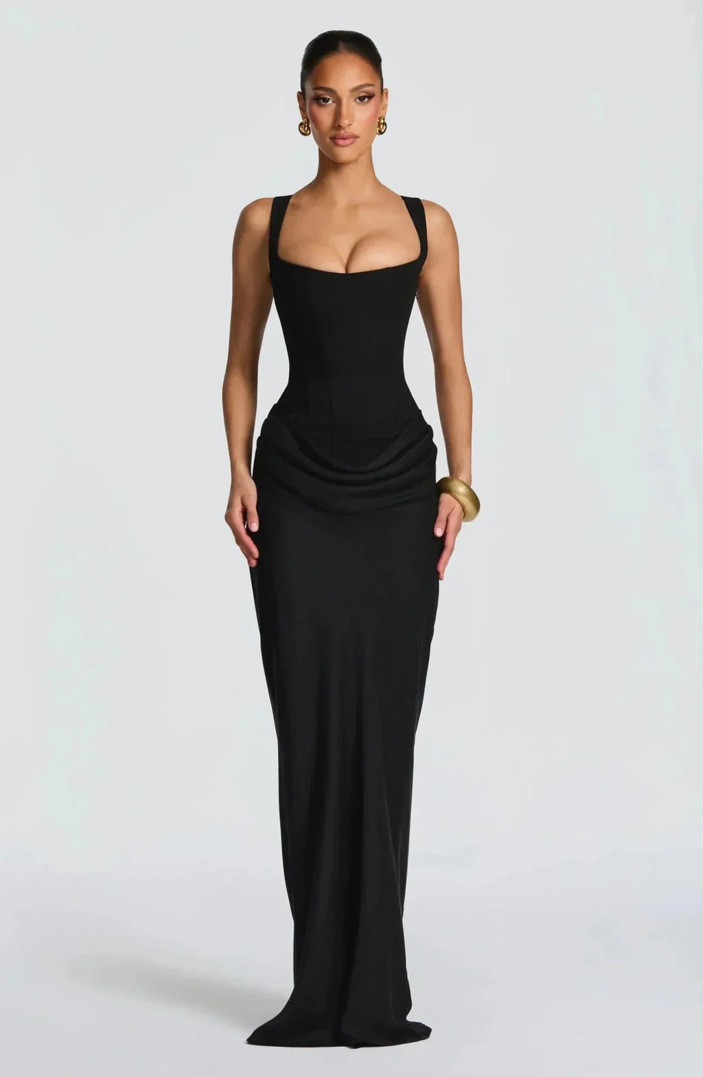Winter Dresses Lace-Up Back Maxi Square Neckline Adjustable Straps – Jiva