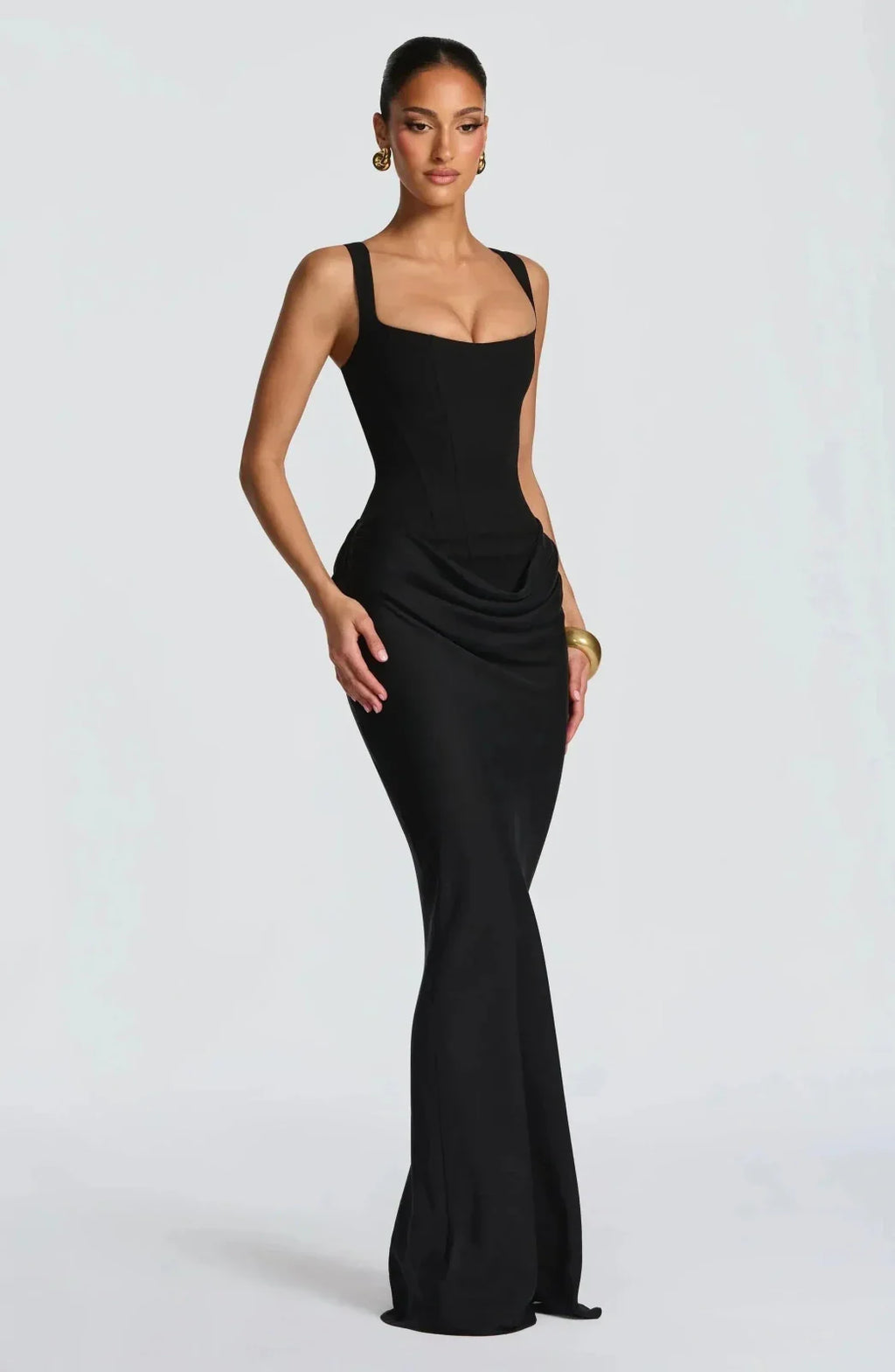 Winter Dresses Lace-Up Back Maxi Square Neckline Adjustable Straps – Jiva