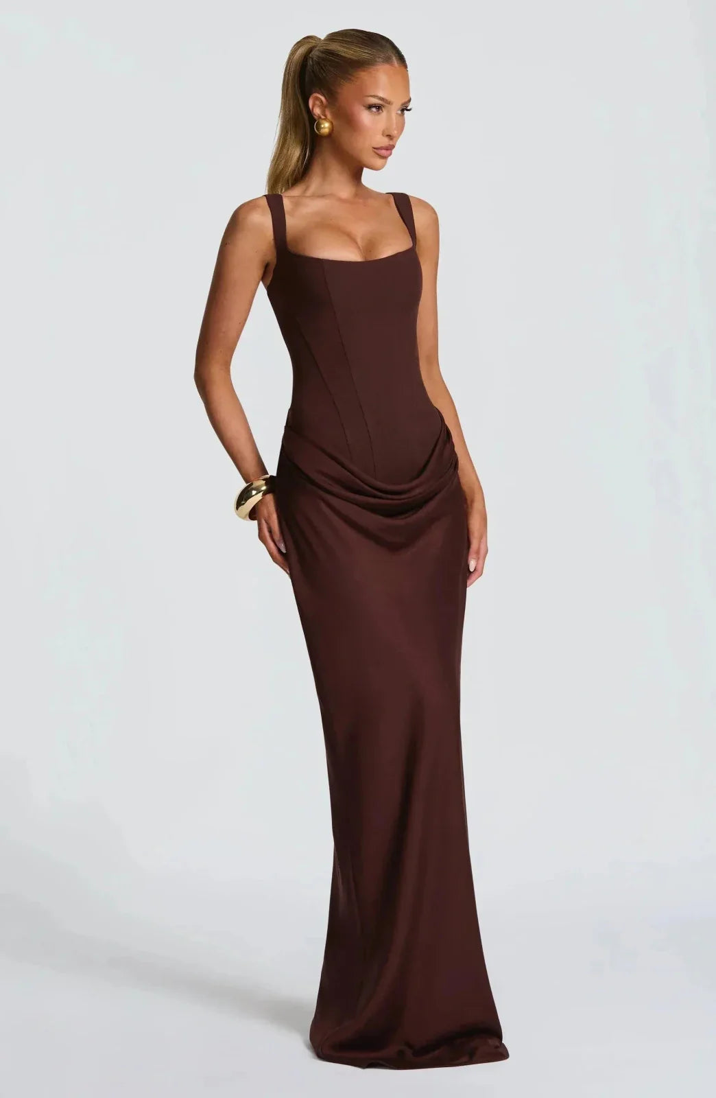 Winter Dresses Lace-Up Back Maxi Square Neckline Adjustable Straps – Jiva