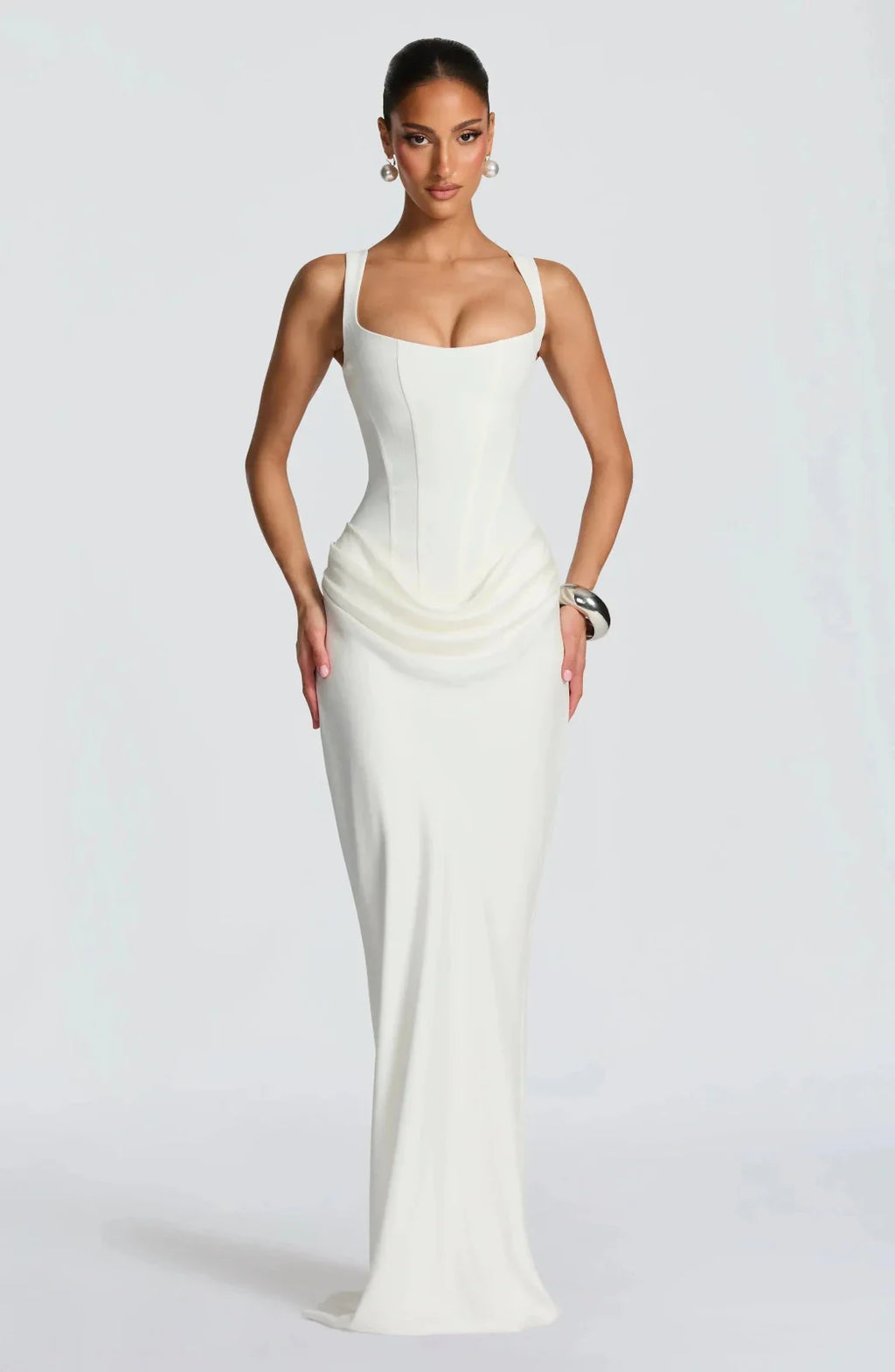 Winter Dresses Lace-Up Back Maxi Square Neckline Adjustable Straps – Jiva