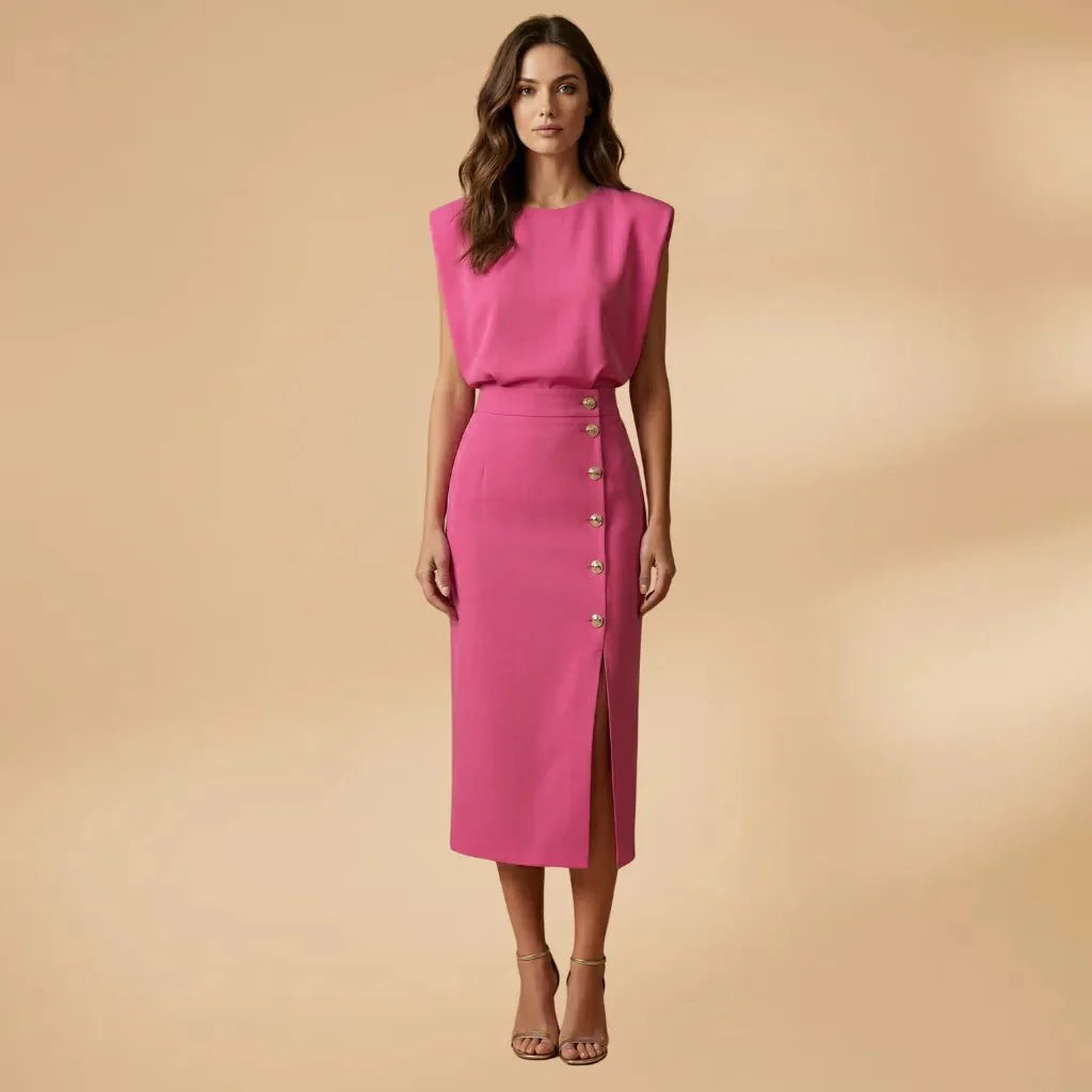 Winter Dresses Sleeveless Button Front Midi Dress Light Pink – Niva