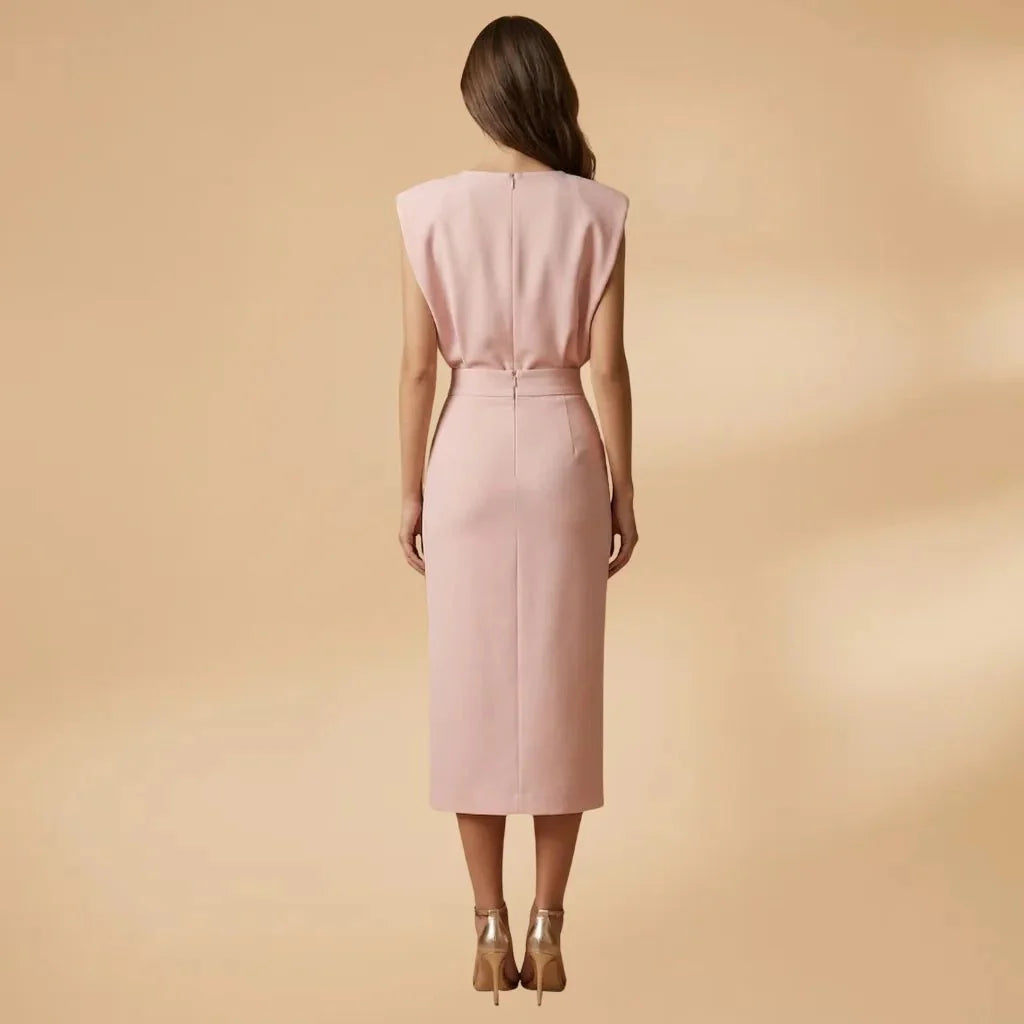 Winter Dresses Sleeveless Button Front Midi Dress Light Pink – Niva