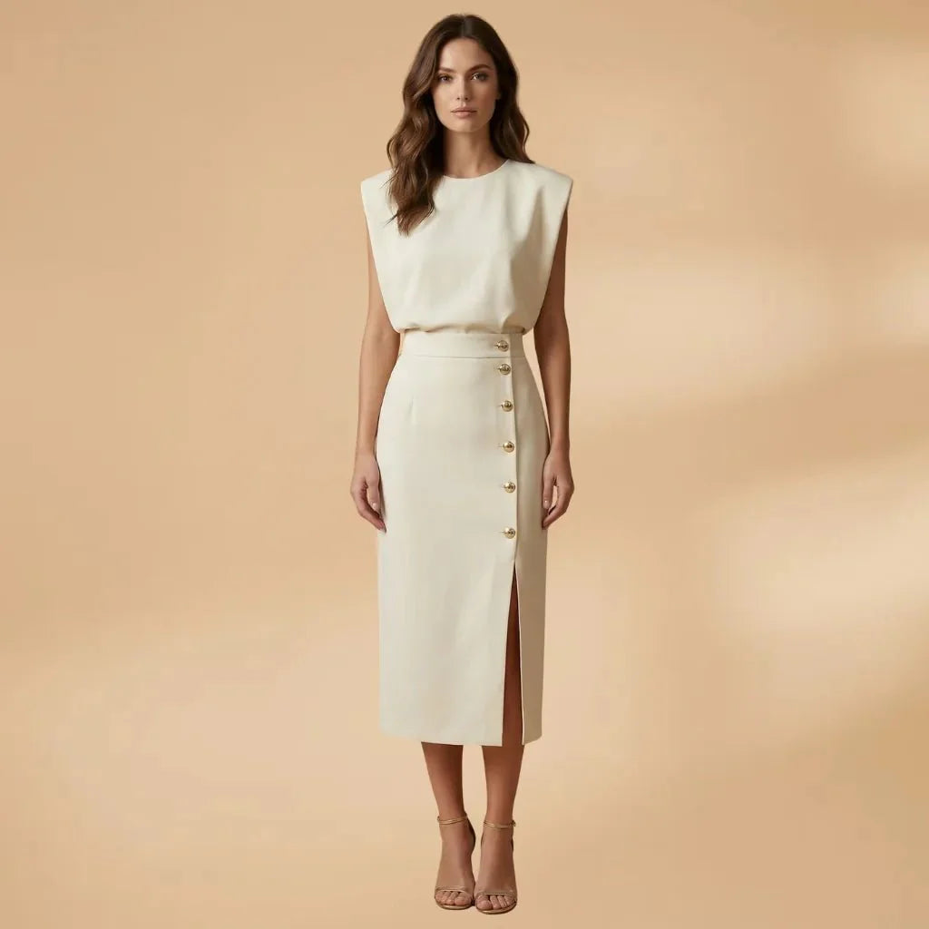 Winter Dresses Sleeveless Button Front Midi Dress Light Pink – Niva