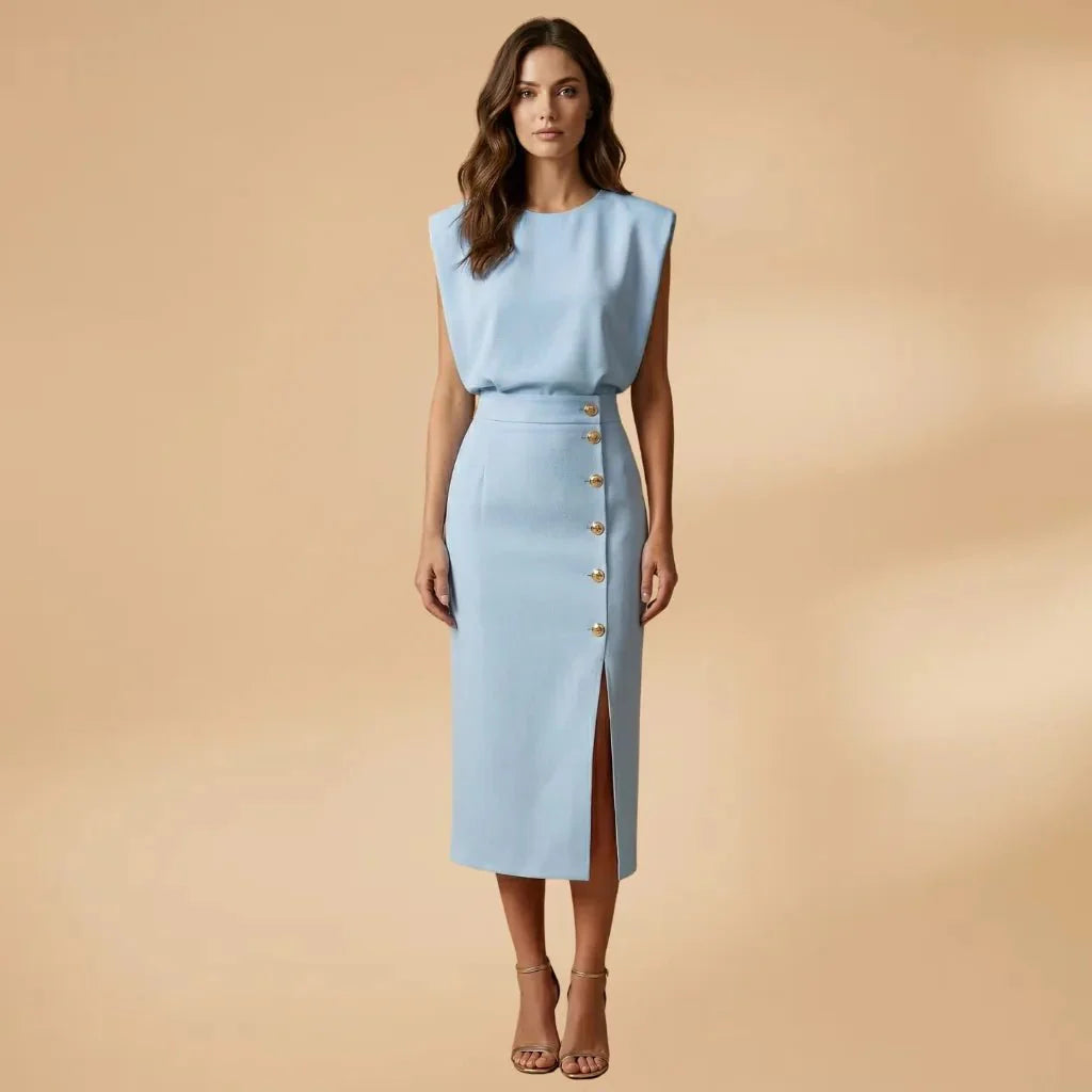 Winter Dresses Sleeveless Button Front Midi Dress Light Pink – Niva