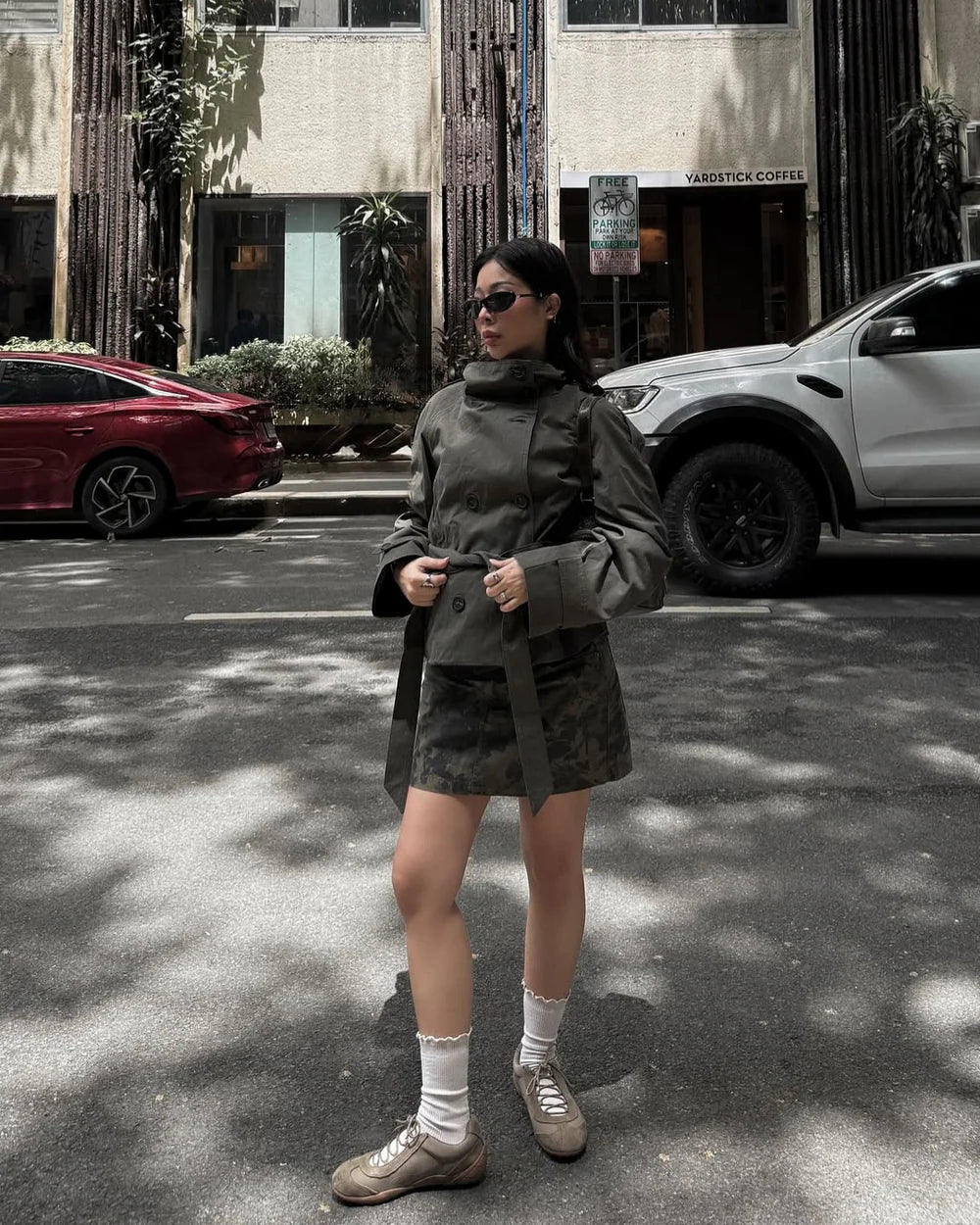 Women Coats Cropped Trench Stand Collar Tie Belt – Seva