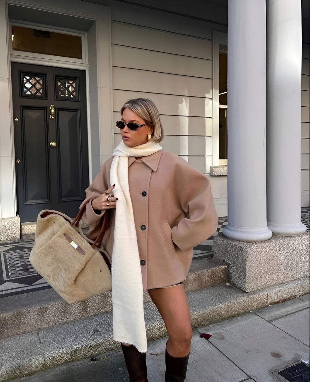 Women Coats Long Double-Breasted Boxy Cut Structured – Tava