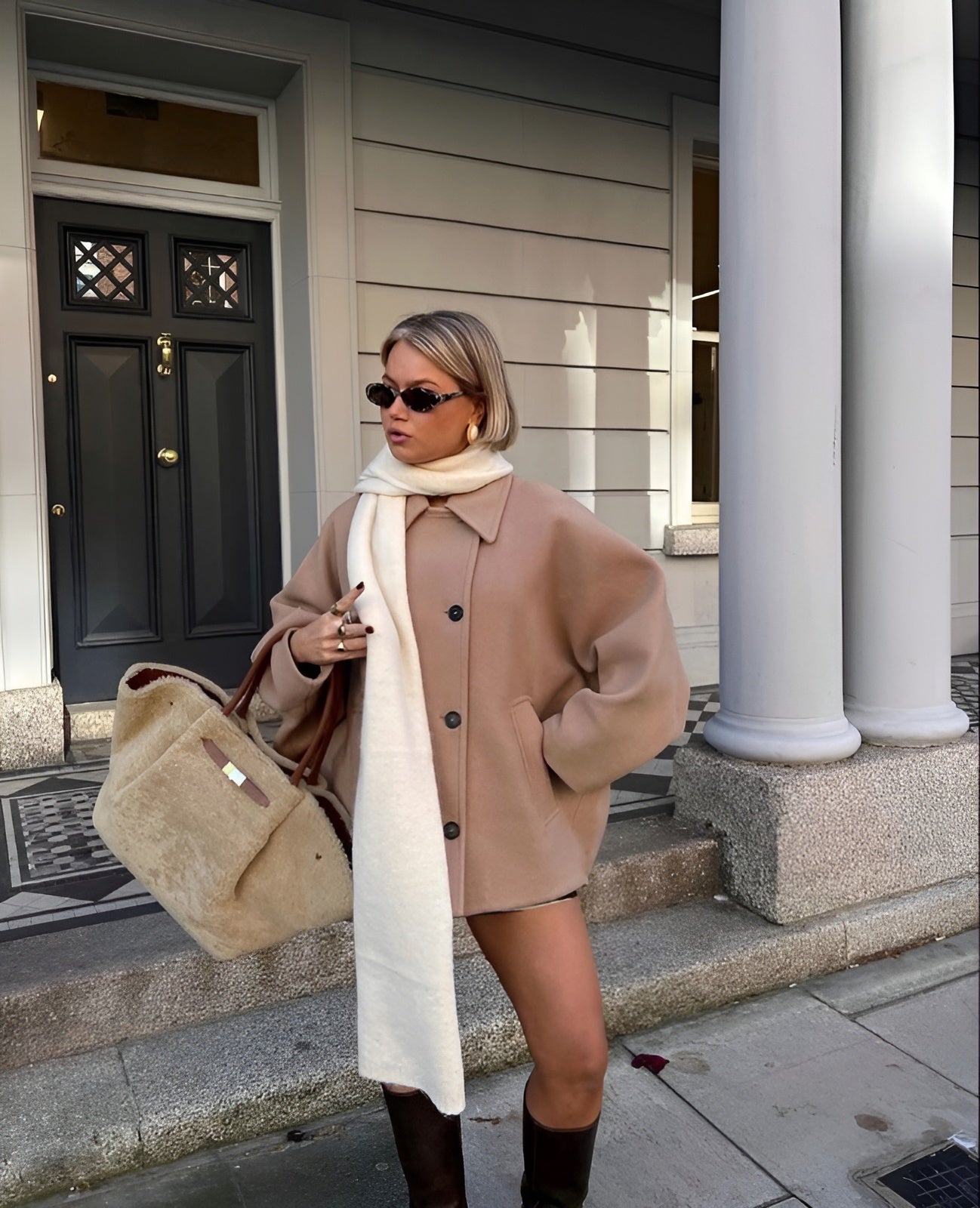 Women Coats Long Double-Breasted Boxy Cut Structured – Tava