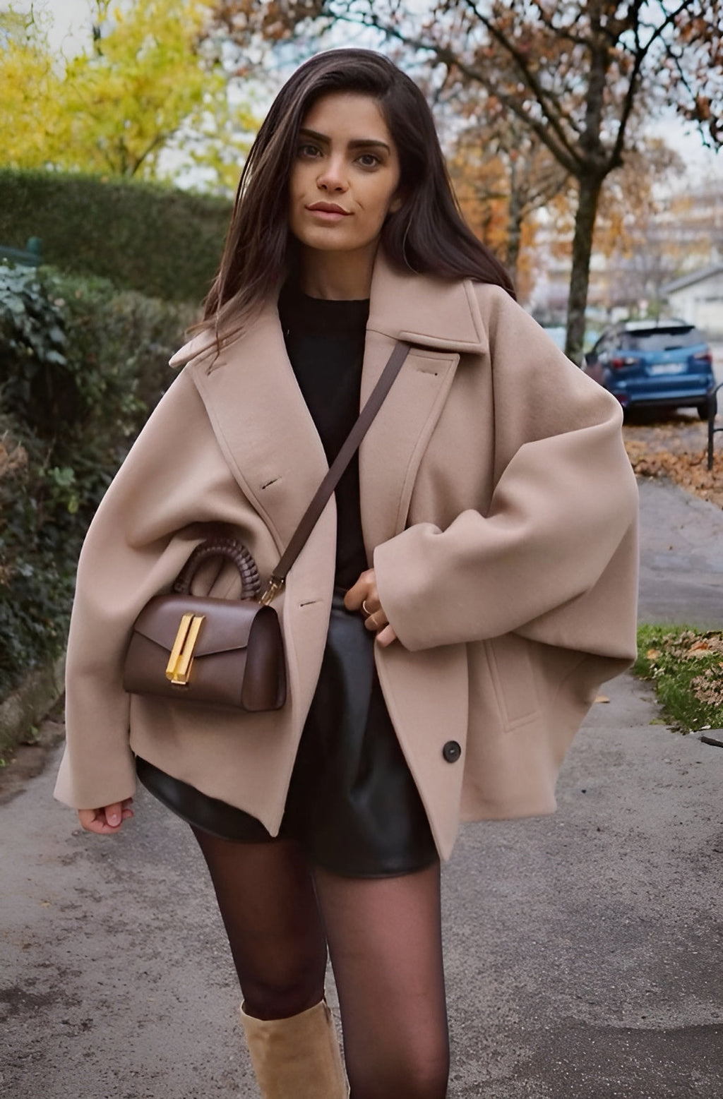 Women Coats Long Double-Breasted Boxy Cut Structured – Tava