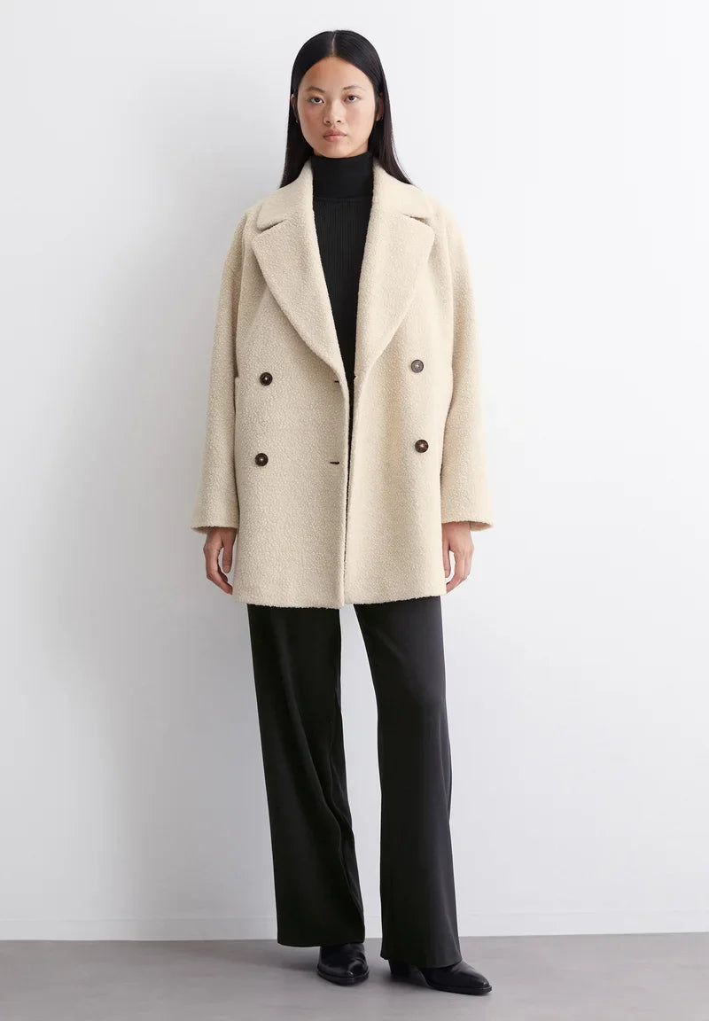 Women Coats Long Double Breasted Lapel Soft Texture Coat – Yeva