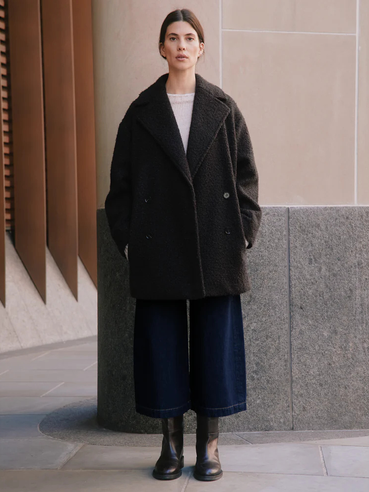 Women Coats Long Double Breasted Lapel Soft Texture Coat – Yeva