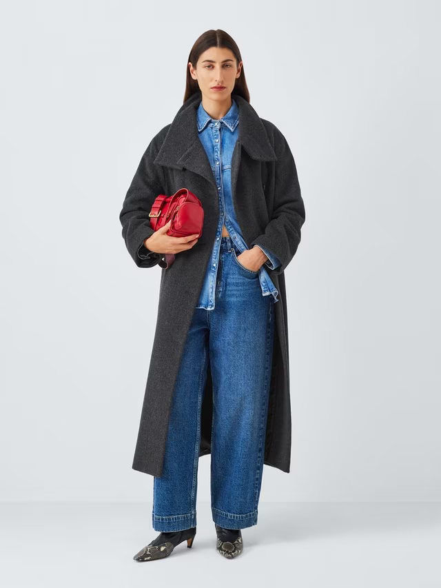 Women Coats Long Fur Collar Belted Tailored Coat – Neva