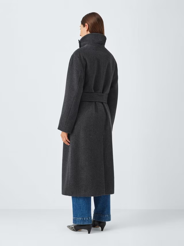 Women Coats Long Fur Collar Belted Tailored Coat – Neva