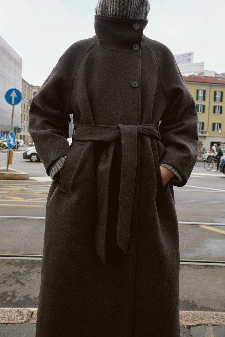 Women Coats Long Fur Collar Belted Tailored Coat – Neva