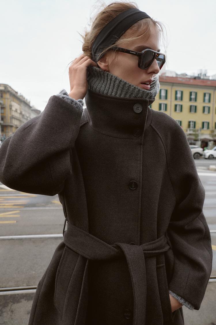 Women Coats Long Fur Collar Belted Tailored Coat – Neva
