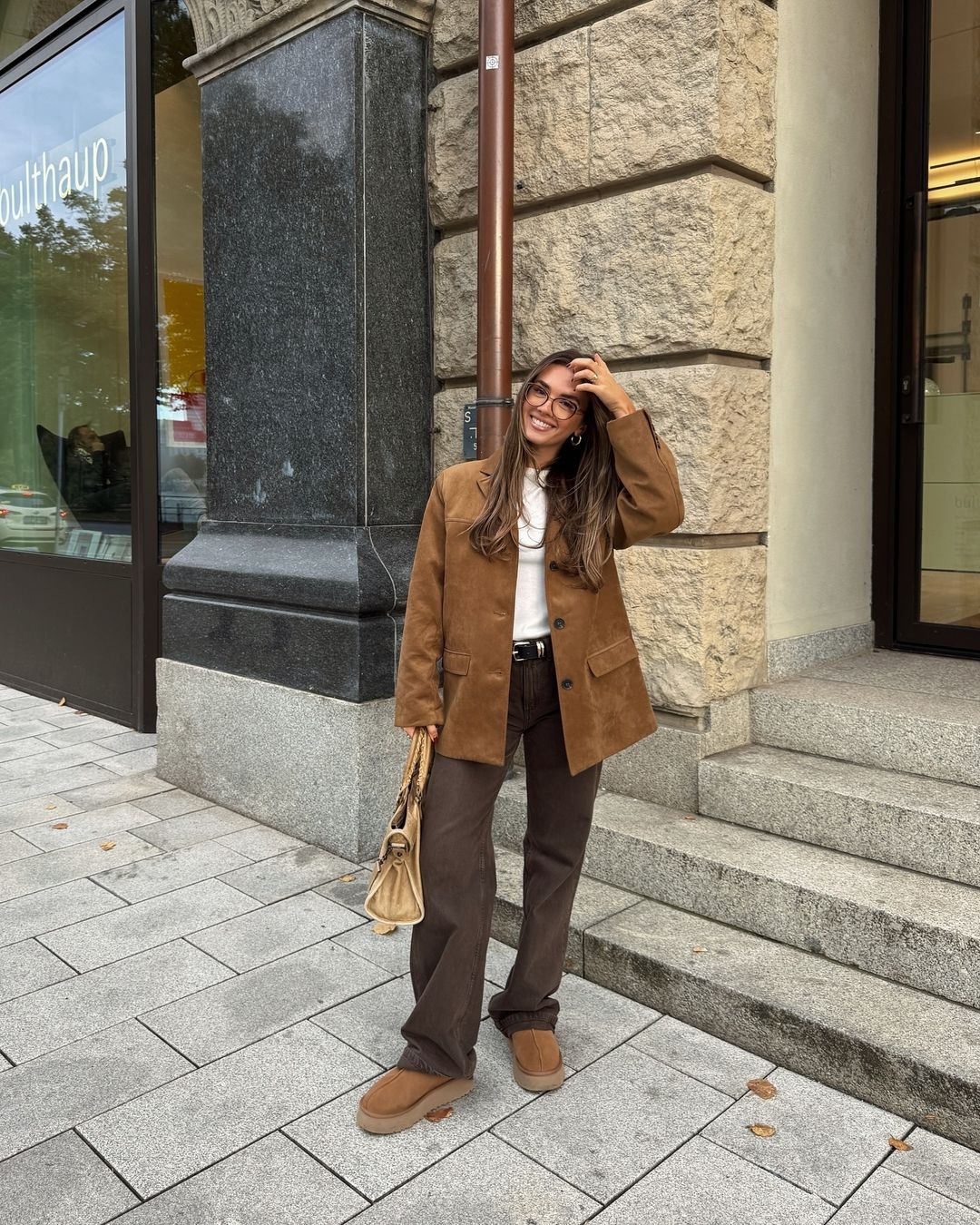 Women Coats Long Wool Blend Tailored Lapel Mid-Length Warm Brown – Leva