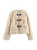 Womens Cardigan Fleece Button Jacket Relaxed Fit – Civa