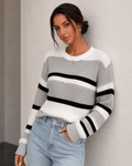 Womens Cardigan Oversized Striped Knit Drop Shoulder Pullover Jumper – Luna