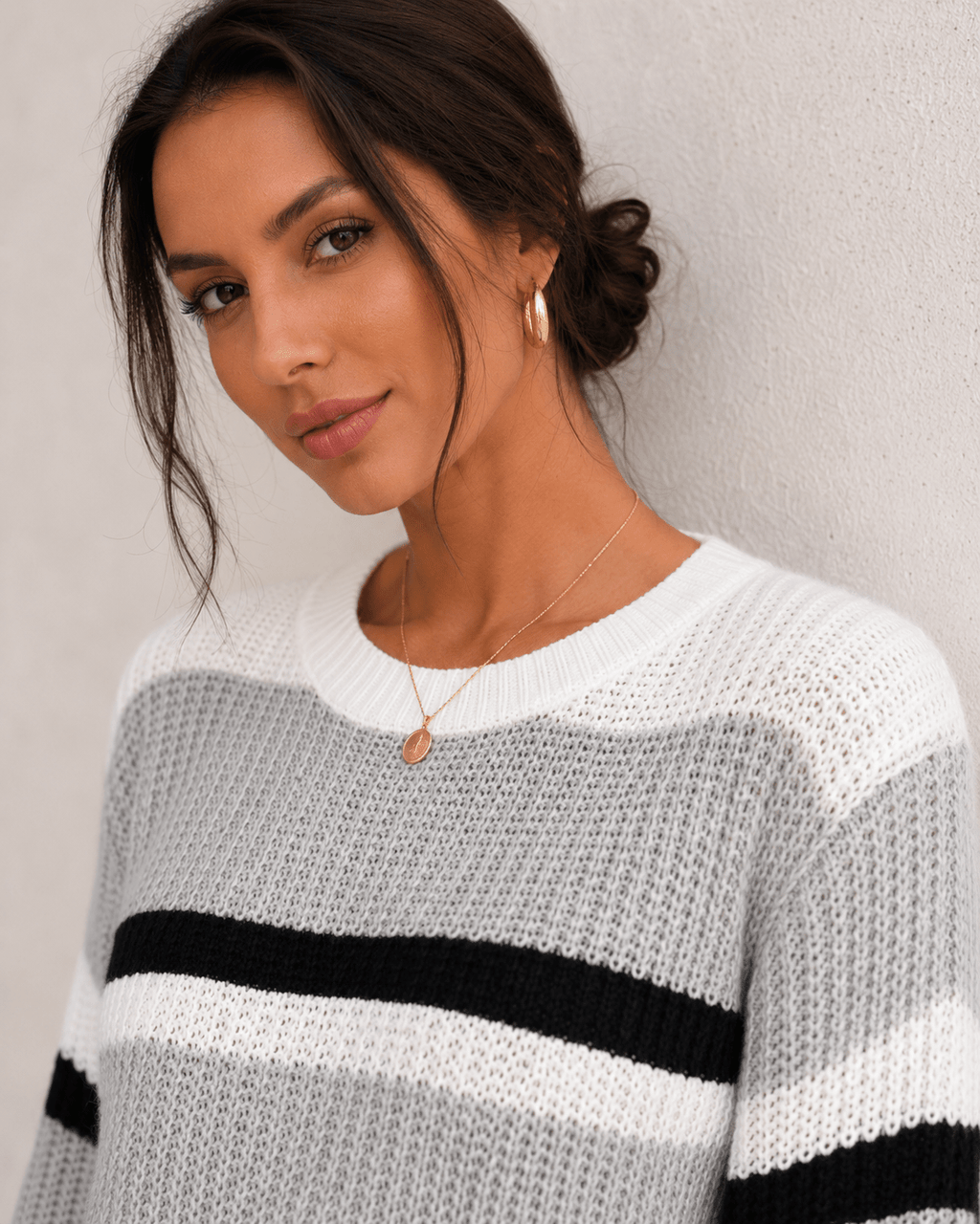 Womens Cardigan Oversized Striped Knit Drop Shoulder Pullover Jumper – Luna