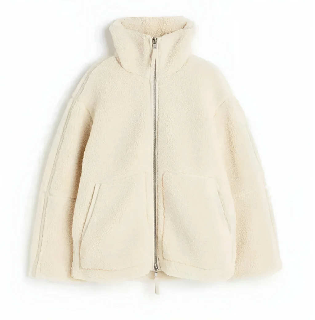 Womens Puffer Jacket Sherpa Zip-Up Oversized Stand Collar – Rova