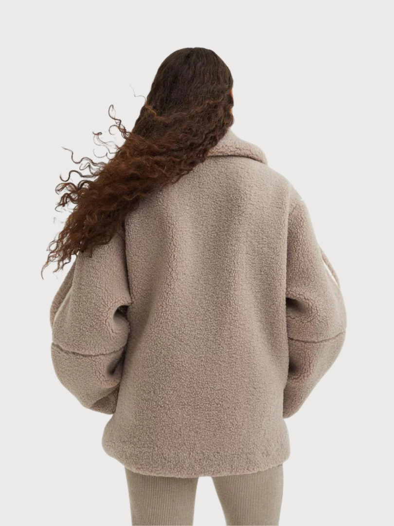 Womens Puffer Jacket Sherpa Zip-Up Oversized Stand Collar – Rova