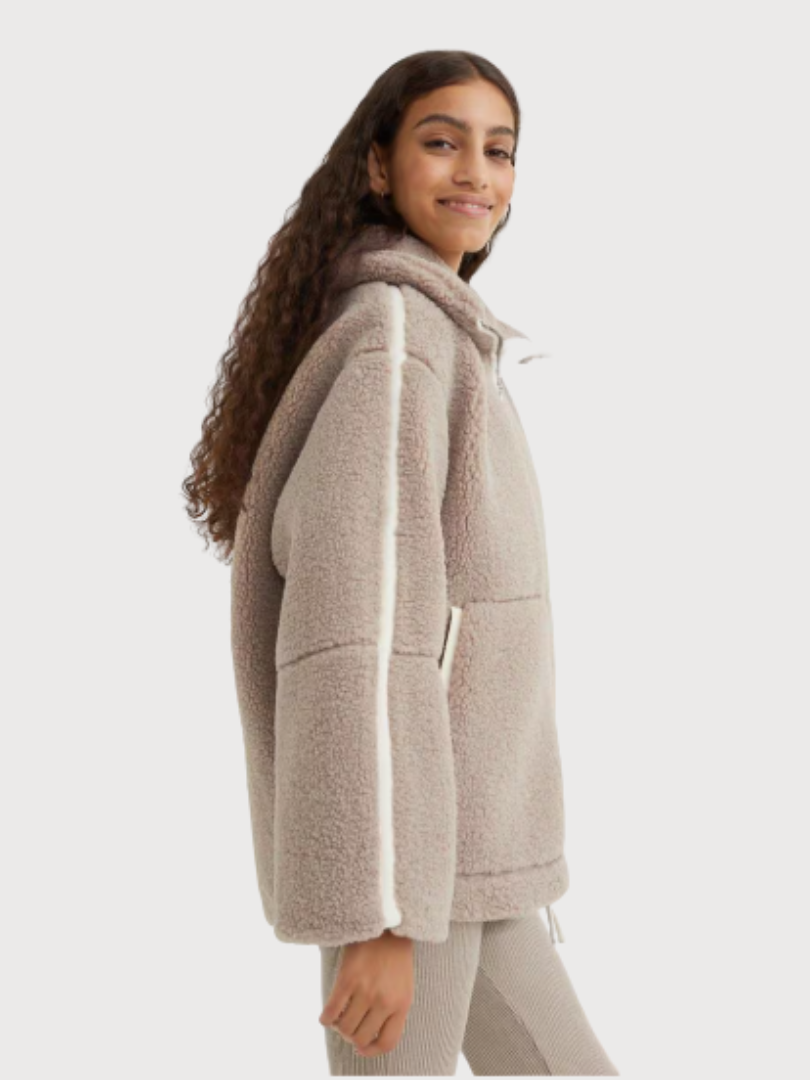 Womens Puffer Jacket Sherpa Zip-Up Oversized Stand Collar – Rova