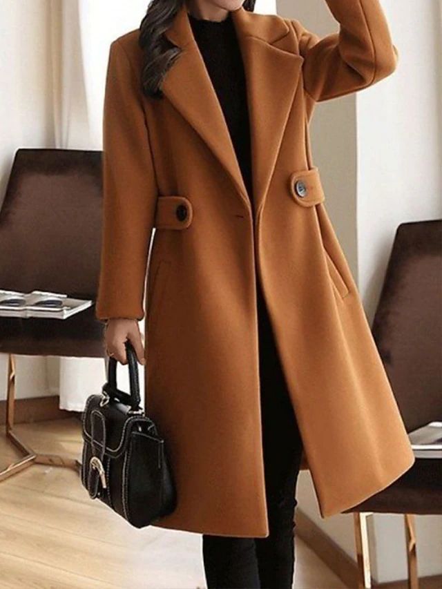 Women Coats Long Tailored Trench Wide Lapel Structured Fit – Vera