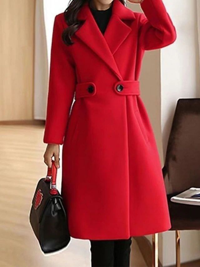 Women Coats Long Tailored Trench Wide Lapel Structured Fit – Vera
