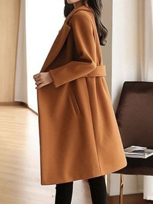 Women Coats Long Tailored Trench Wide Lapel Structured Fit – Vera