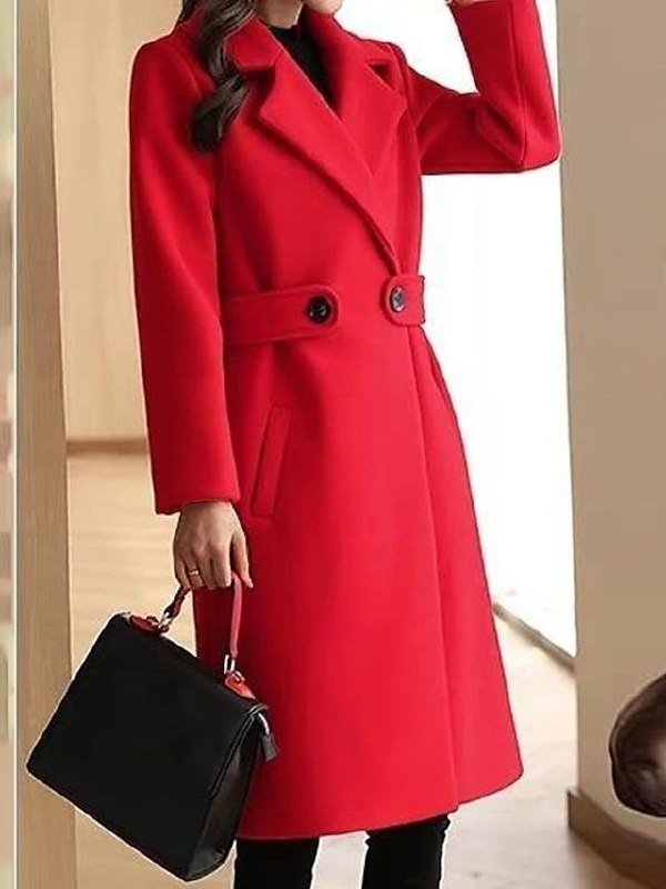 Women Coats Long Tailored Trench Wide Lapel Structured Fit – Vera