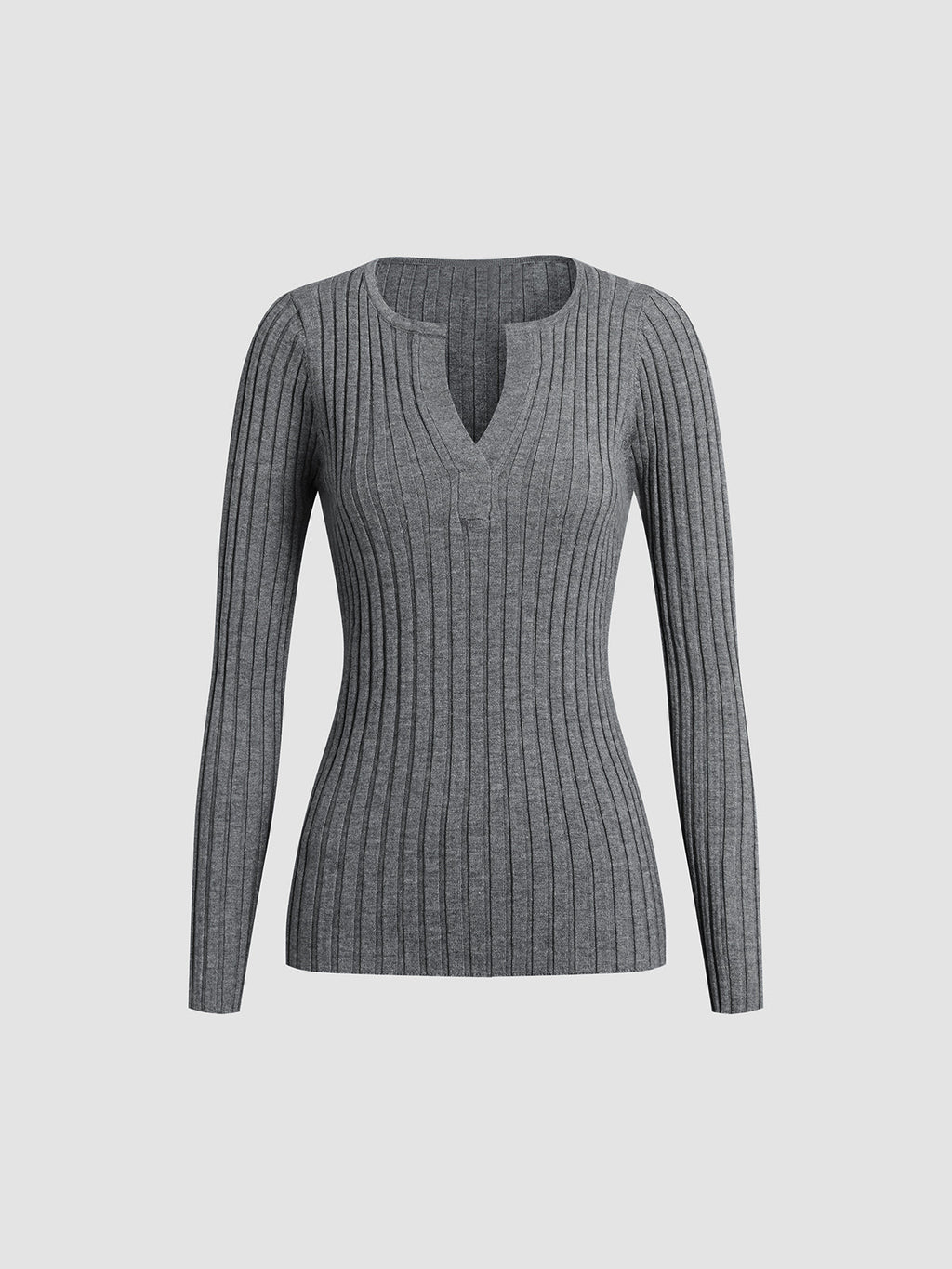 Womens Long Sleeve V-Neck Textured Knit Top High Stretch Regular Fit – Opal