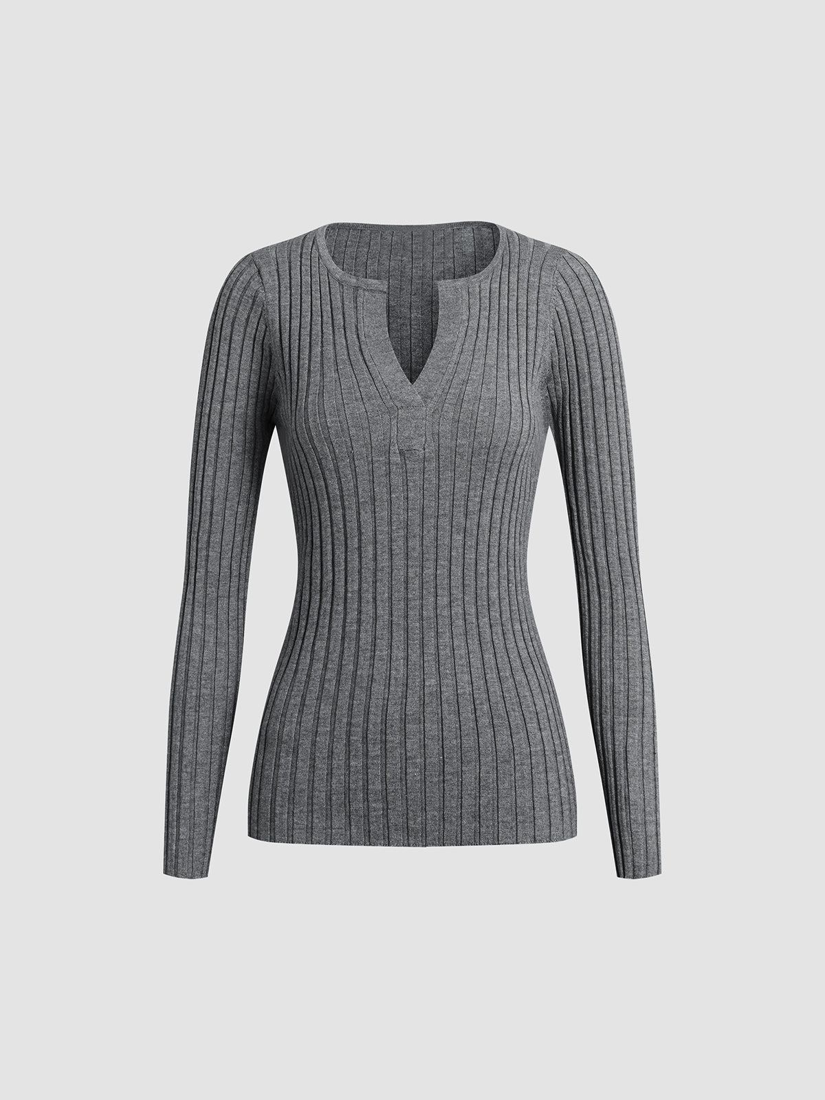 Womens Long Sleeve V-Neck Textured Knit Top High Stretch Regular Fit – Opal