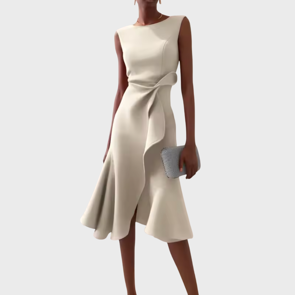 Womens Winter Dresses Draped Asymmetric Midi Sleeveless – Fiva