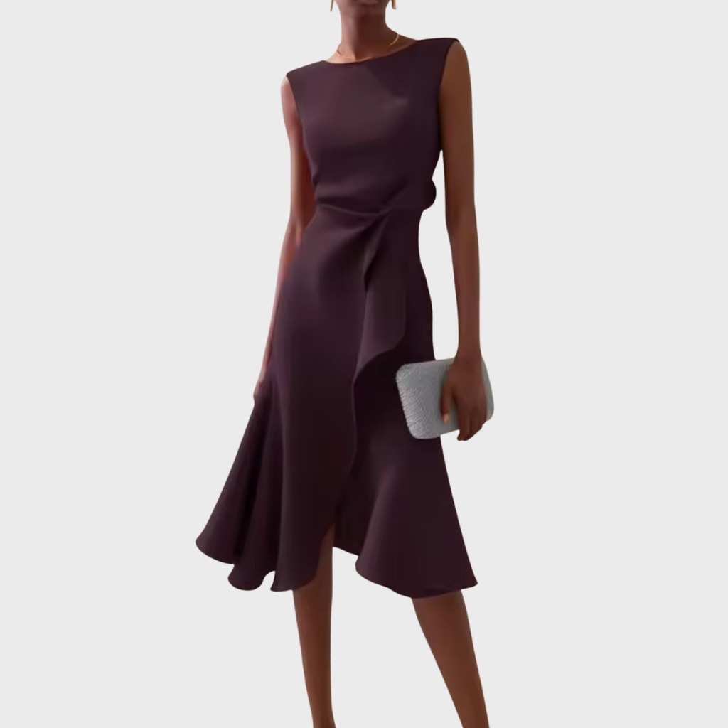 Womens Winter Dresses Draped Asymmetric Midi Sleeveless – Fiva