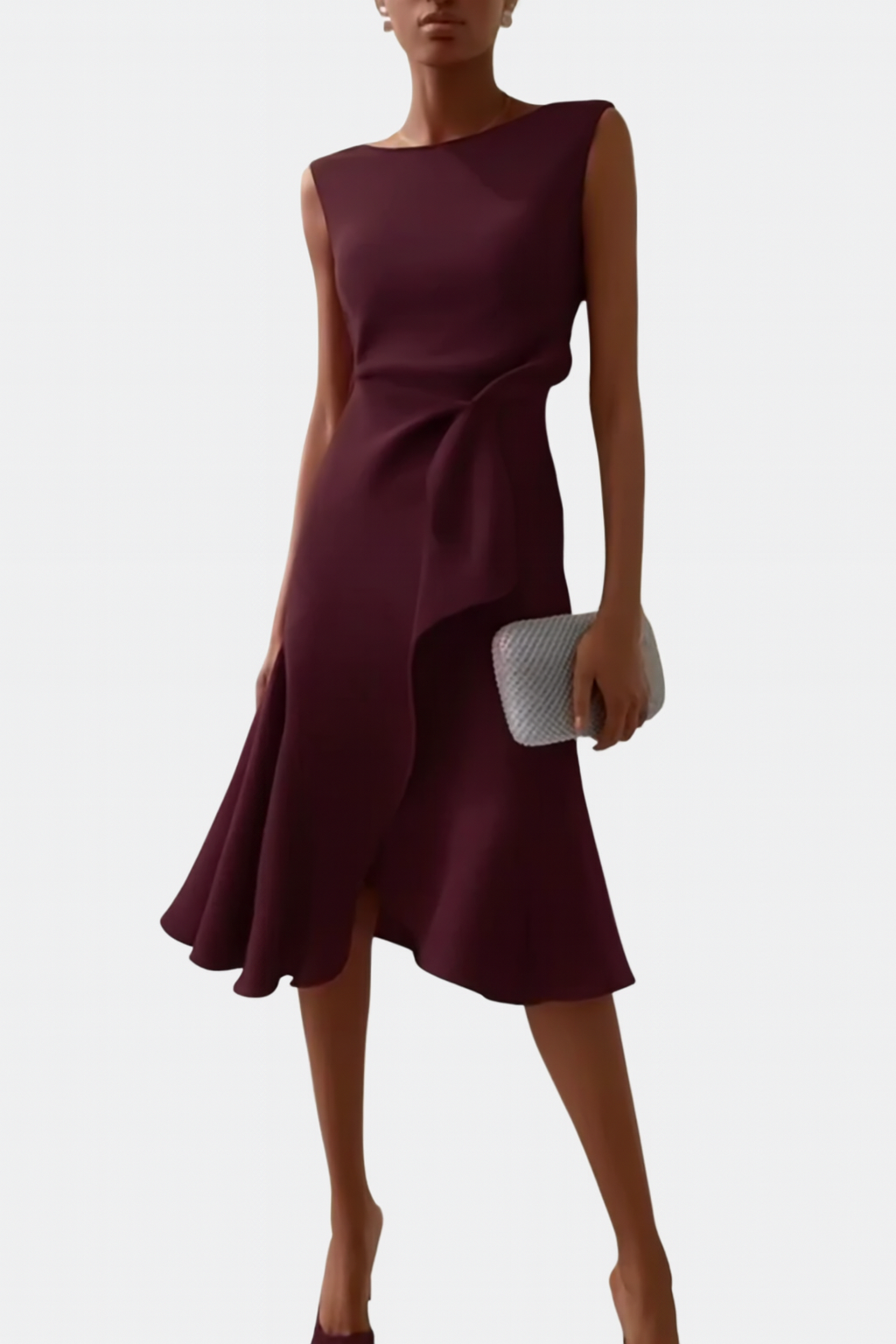 Womens Winter Dresses Draped Asymmetric Midi Sleeveless – Fiva